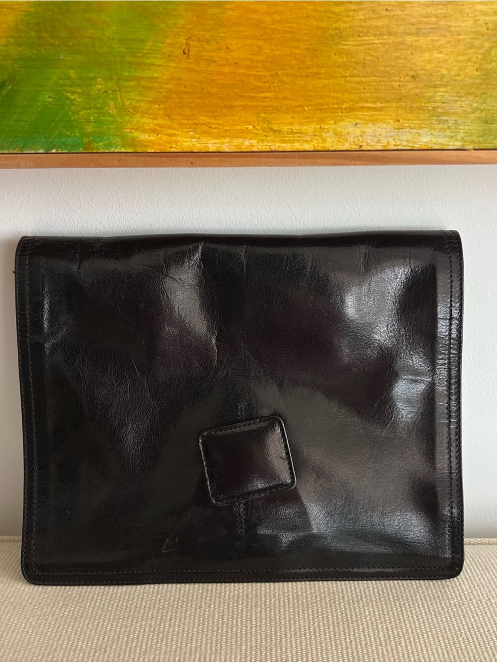 Bottega Veneta Smooth Black Leather Clutch Bag Made In Italy Quiet Luxury